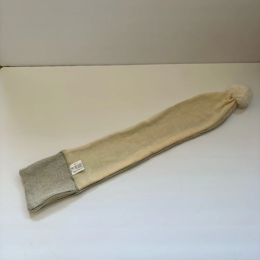 Max Bone Aspen Dog Scarf Beige Nude Black Size Medium Pom Pom Winter Outfit Soft